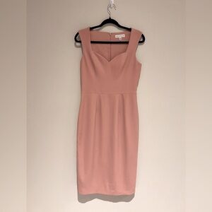 Dress the Population: Elle Sweatheart Neck Sheath Midi Dress (Blush| Size M)